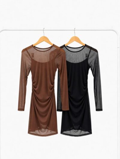 VESTIDO TUL FRUNCE C/FORRO