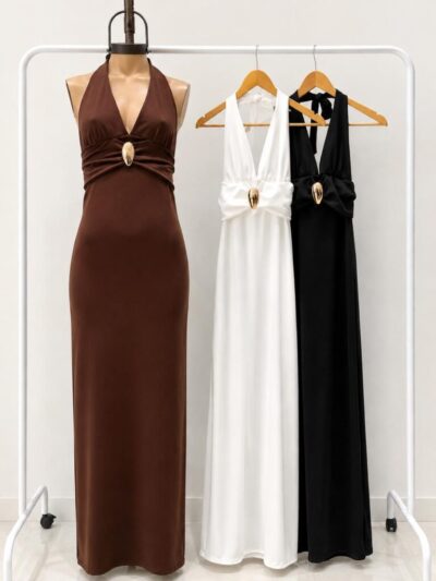 VESTIDO LARGO AL CUELLO ACCS CENTRO